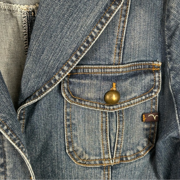 Vanilia Jeans Cropped Denim Distressed Jacket Fancy Stone Wash; Women’s Size 42 - Picture 8 of 16